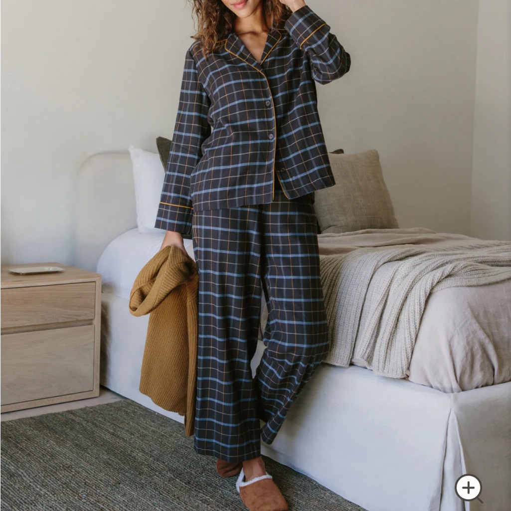Jenni Kayne Navy Plaid Flannel Pajama Set